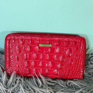 Brahmin Vibrant Red Croc-Embossed Wallet
